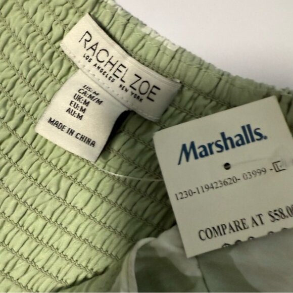 Rachel Zoe Green  White Floral Tiered Shirred Maxi Dress M Ruffle Sleeve V-neck - Picture 13 of 13